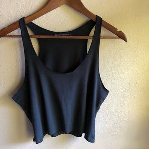 Brandy Melville Faux Suede Racer Back Cropped Tank Top. Black. Medium